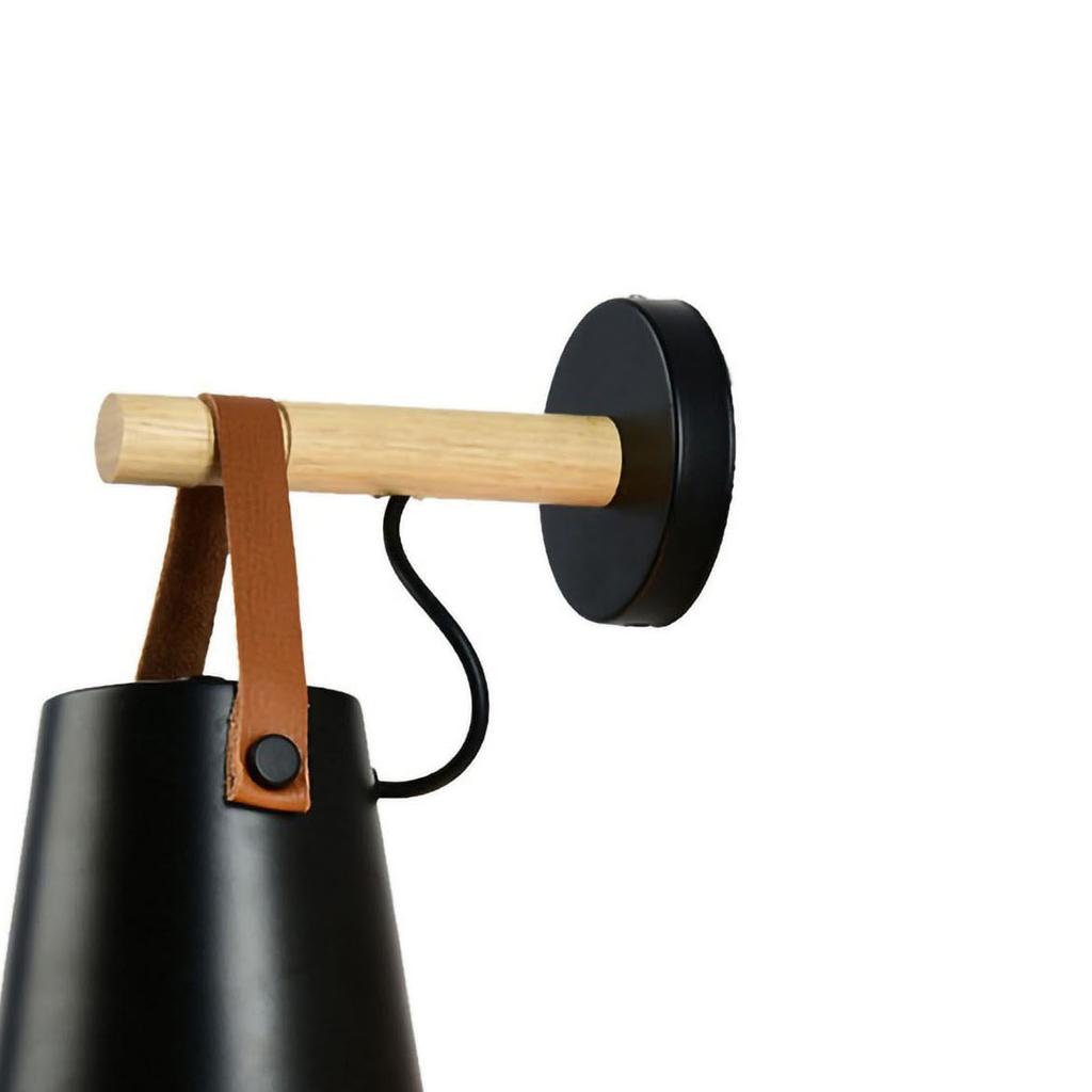 Wall Light Wood Modern Simple Style Night Lamp Home Decoration for Corridor Bedside Black