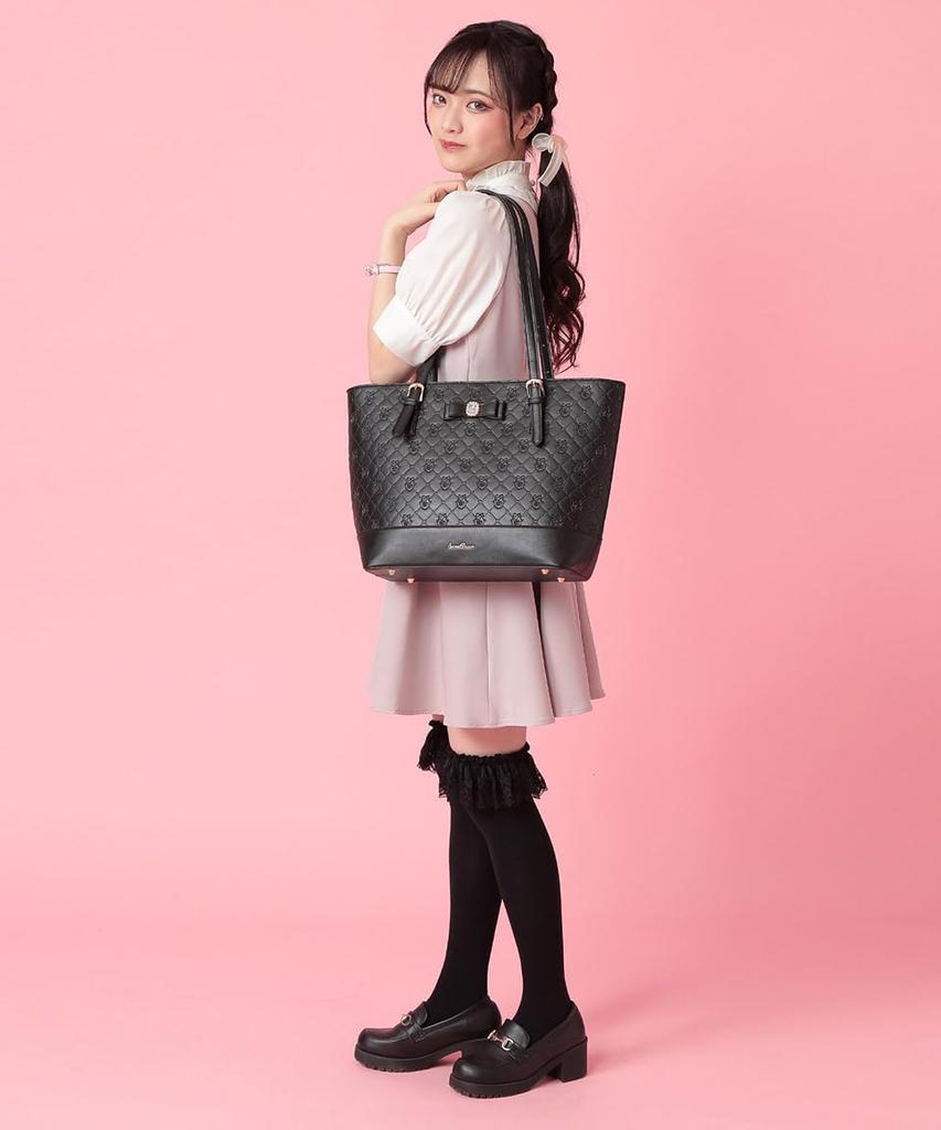 [SecretDoor] Черная сумка-тоут для женщин, сумка через плечо, большая, вместительная, A4, искусственная кожа, с расширяющимся дном, логотип, рюши, 332913-01