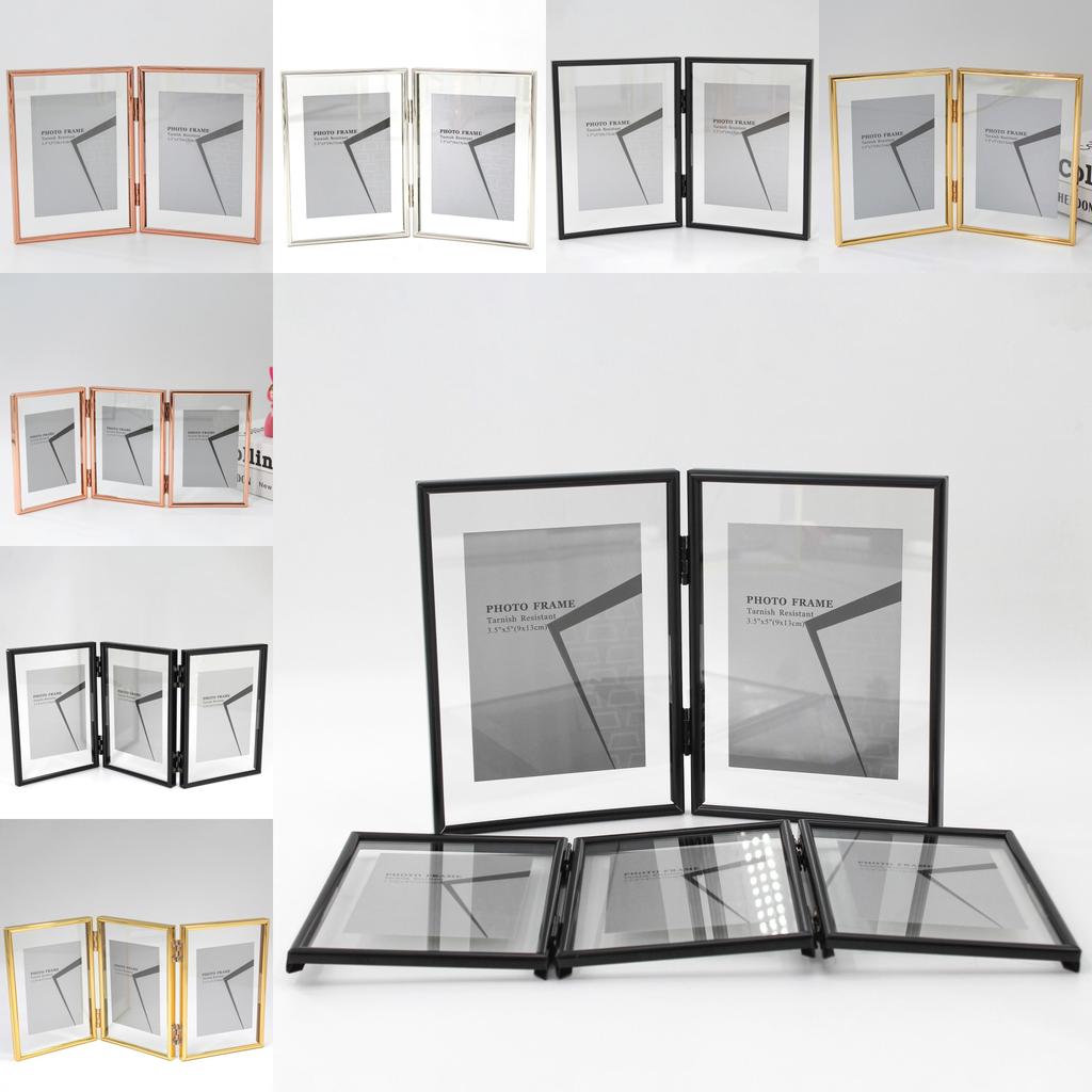 5 And 7 Inch Double Sided Transparent Fold Dual Photo Frame For Decor Home