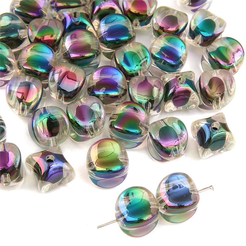 Прозрачные черные бусины с покрытием, разноцветные средние разделители для изготовления ожерелий и браслетов своими руками