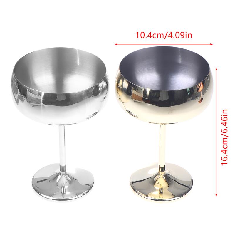 1Pc Stainless Steel Goblet Cocktail 450mL Metal Tall Champagne Glass Unbreakable Red Wine Cup Flute Cup Bar Martini Cup