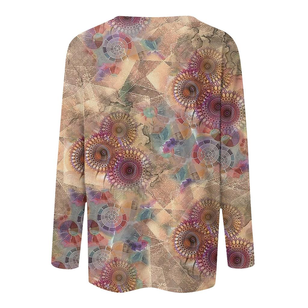 Женская модная повседневная футболка с круглым вырезом и длинным рукавом с принтом, топ