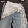 New Hollow Lace Scarf Retro Triangle Headscarf Embroidered Lace Neck Scarf White Lace Up Travel Photo Headband for Women Girls