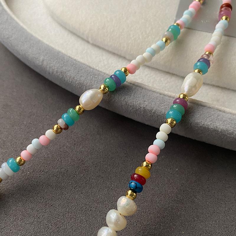 Ожерелье из барочного жемчуга, женская цепочка для свитера в стиле ретро из натурального камня, невыцветающая турмалиновая цепочка с бусинами на шею