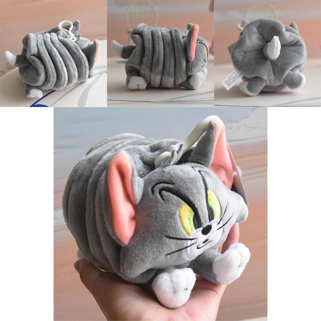 Плюшевая игрушка Hugkis Том Кот, фигурка с вибрирующей пружиной, милый мультяшный кулон-кукла для подвешивания, высота 13 см, авторизованное издание