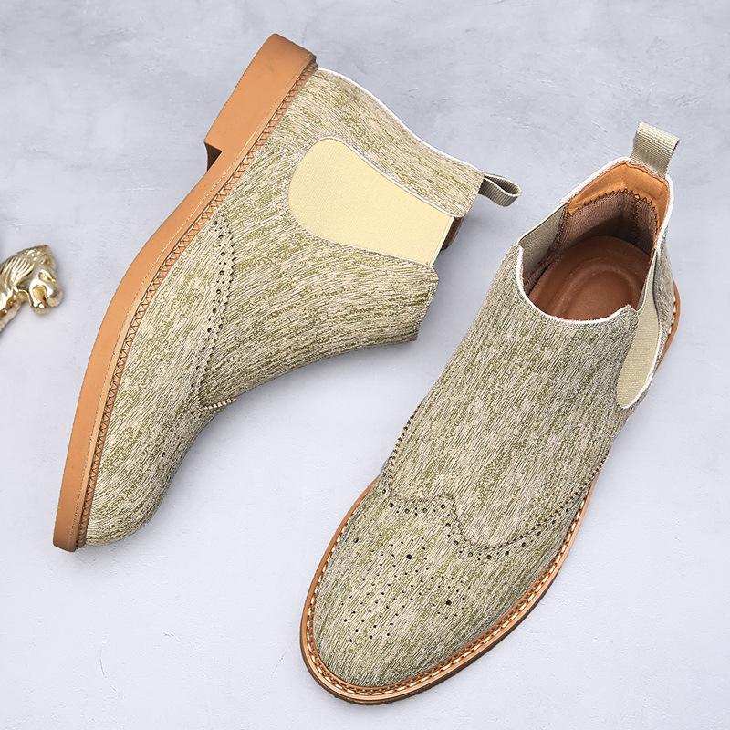 Large Size 4 Boots Men's Retro Short Boots Autumn and Winter Men's Boots Carved Martin Boots Men's