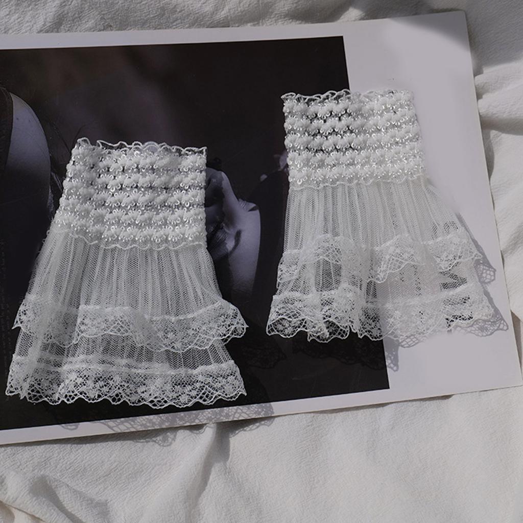 Съемный плиссированный расклешенный рукав накладные кружевные манжеты белый плиссированный браслет декоративные женские свадебные платья аксессуары ADM