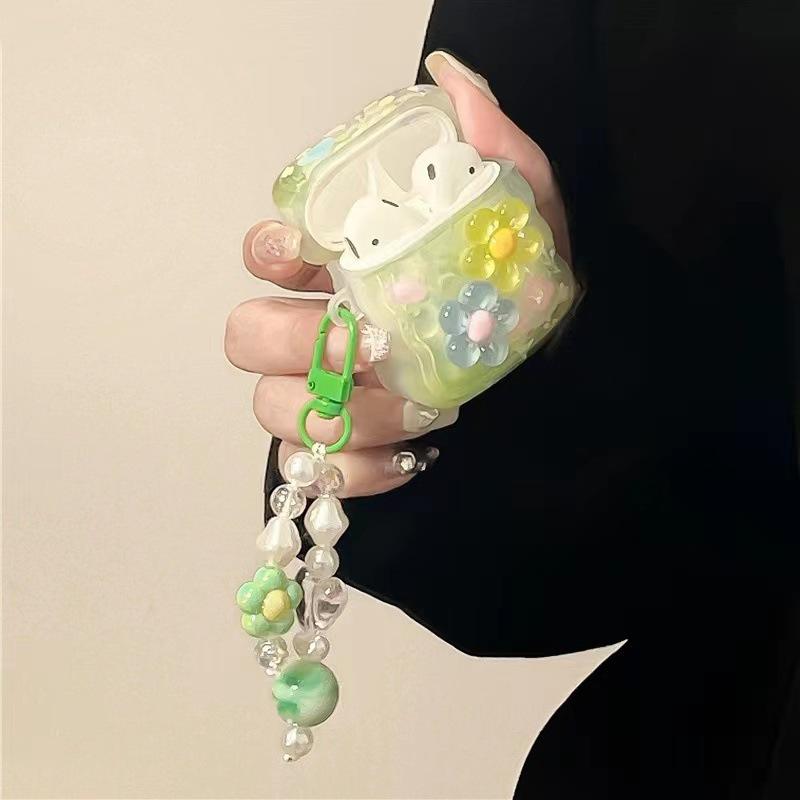 Маленький свежий трехмерный цветок, подходящий для защитного чехла AirPods третьего поколения pro1, чехол для беспроводных Bluetooth-наушников Apple первого поколения