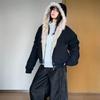 Women Autumn Winter Loose Coat Y2k Fur Collar Hood Elegant Liner Fur Thick Fashion Parkas Casual Outerwear Cotton Padded Jackets