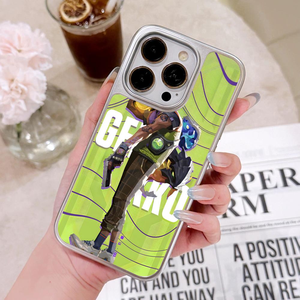 Valo Gekko Phone Case for iPhone 17 16 15 14 13 12 11 Air Pro Max Plus Electroplated Silver Cover