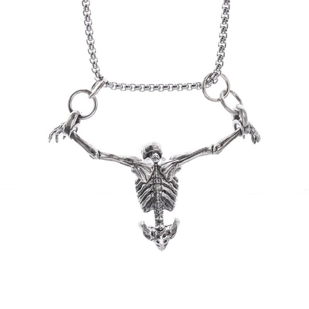 Gothic Men Necklace Zinc Zinc Alloy Clavicle Chain Simple Skull Head Pendent Halloween