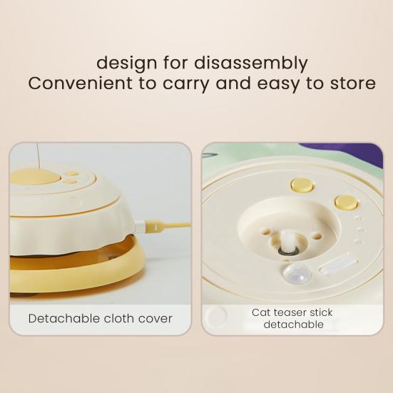 3-in-1 Hide And Seek Cat Toy Interactive Automatic Play Toy with Butterfly Wand And Moving Concealed Feather Kitten Exercise Hunting Game for Indoor