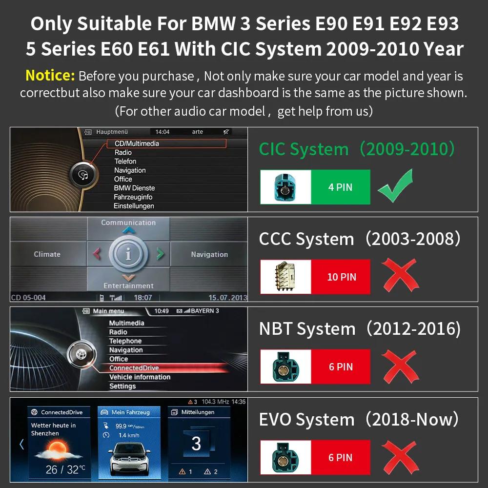8,8-дюймовый экран беспроводной CarPlay Android автомобильный стерео для BMW 3 5 серии CIC E60/E61/E90/E91/E92/E93 2009-2010 автомобильный радиоприемник