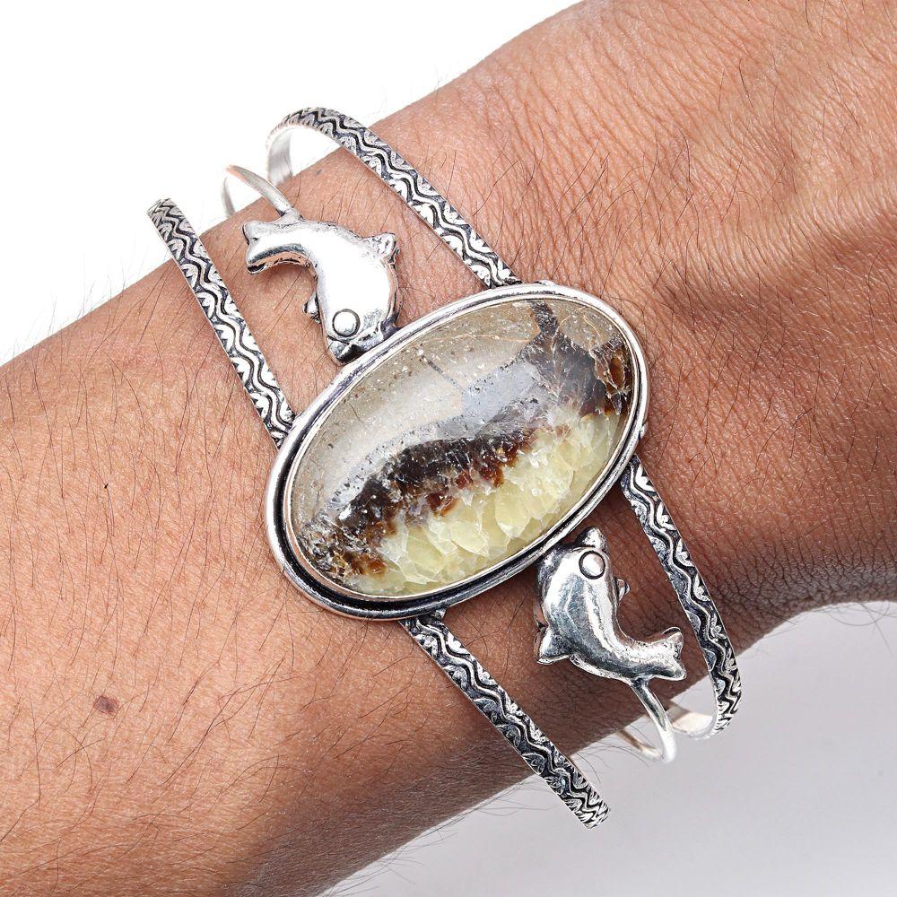 Septerian Jasper Gemstone Handmade Jewelry Cuff Bracelets 7''Adjustable
