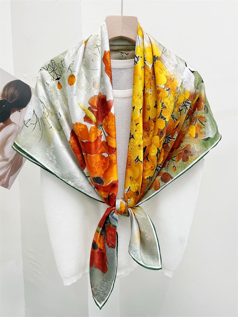110*110cm Double-sided Silk Scarf Women's Generous Scarf Mulberry Silk Scarf Shawl