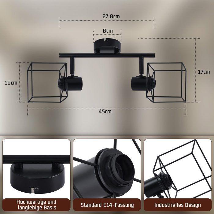 Spot de plafond - NETTLIFE - Spot 2 ampoules - E14 - Orientable 350° - Métal noir