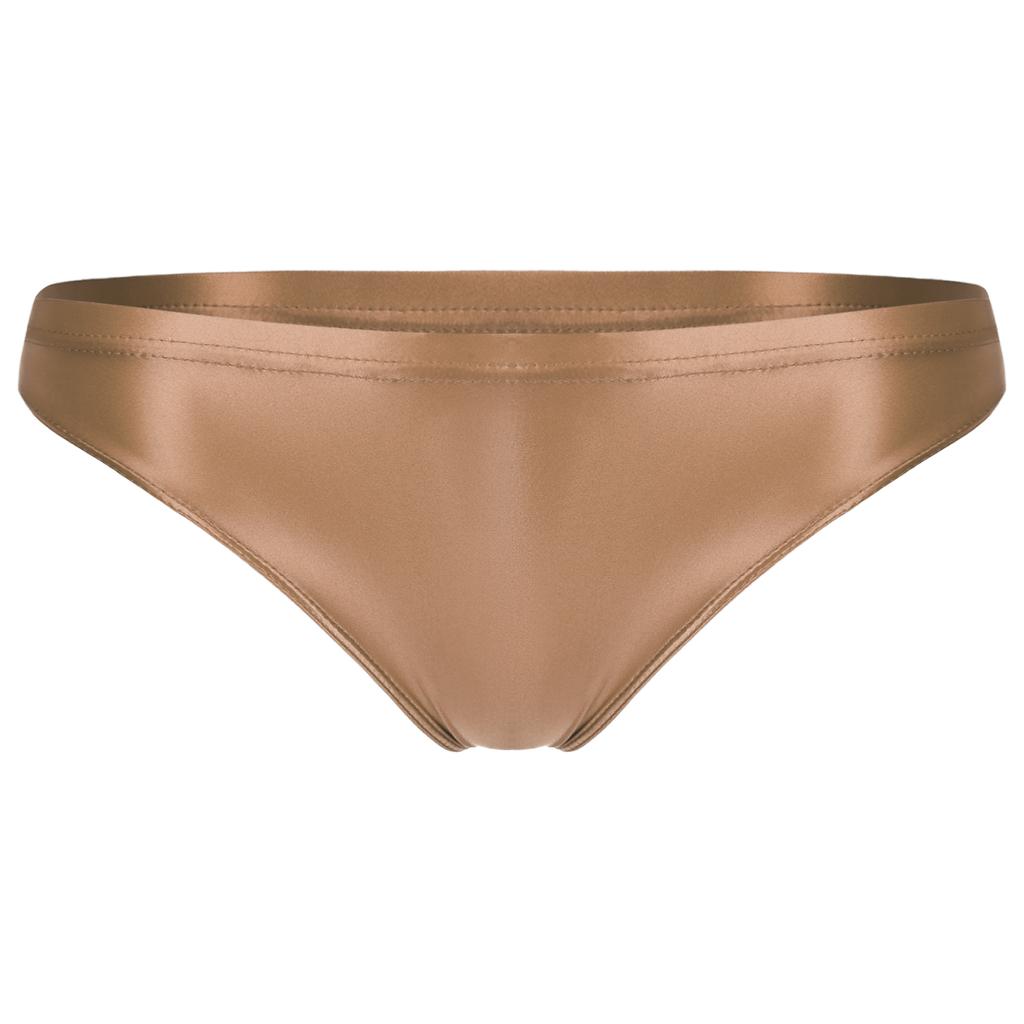 Женские глянцевые трусики с низкой посадкой, эластичный пояс, однотонное нижнее белье, дышащие плавки, плавки
