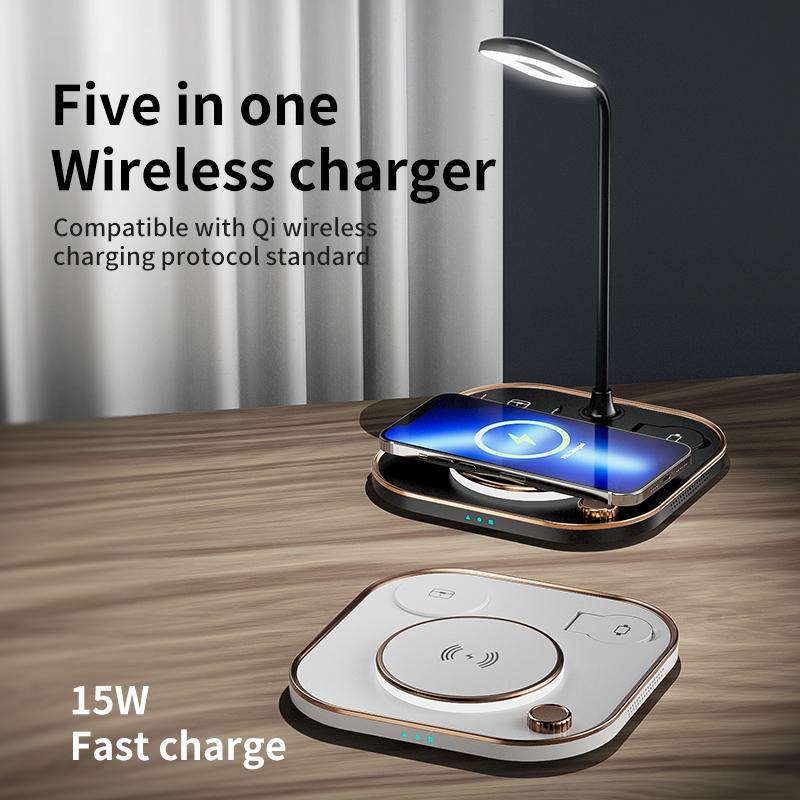 For Modern Led Office Desk Lamp Wireless Charger Lamp 15w Fast 3 In 1 Wireless Charging For IPhone Phone Watch Earphone