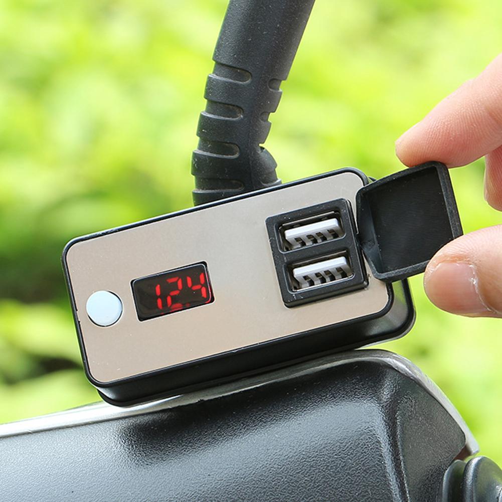 12В Мотоциклетное Двойное USB Зарядное Устройство Цифровой Дисплей Универсальный Водонепроницаемый Источник Питания для Телефона Планшетов GPS