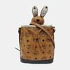 [Pre-Owned] Zoo Visetos Color Block Mini Rabbit Drawstring Leather Crossbody Bag - Very Good #1SDJK39