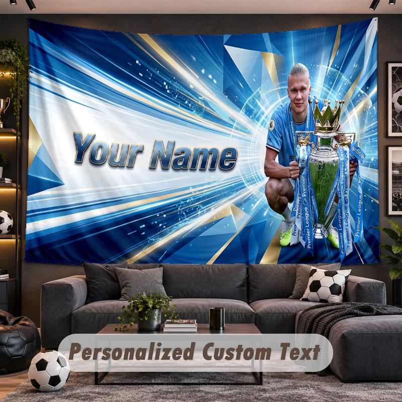 Wall Hanging Tapestry Custom NameErling Haaland Pattern Personalized Printed Fabric Wall Decor