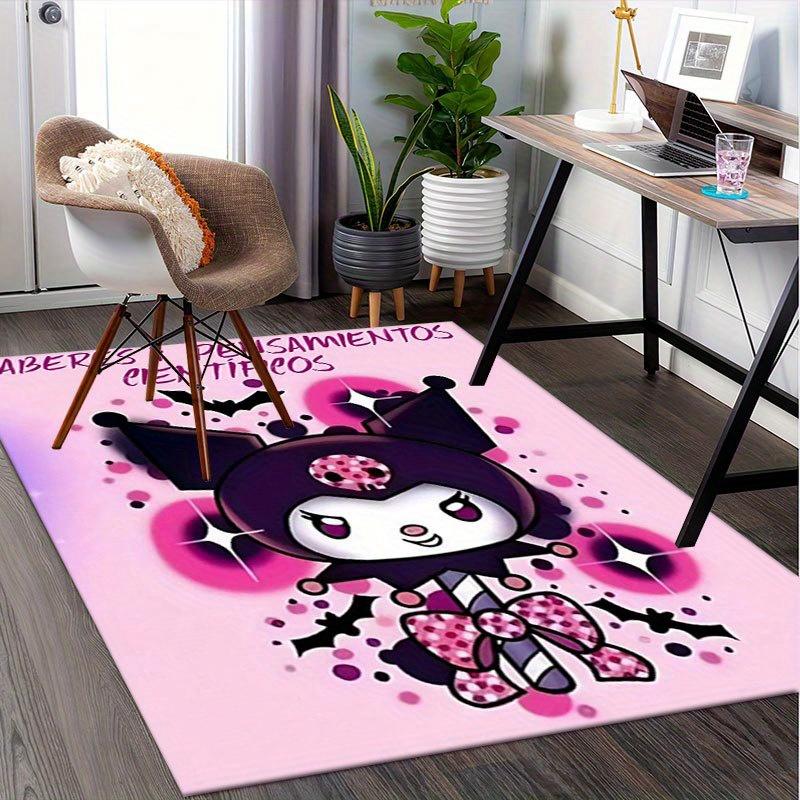 1pc Sanrio Kuromi Mermaid Printed Office Carpet Rectangle Rug Under The Table,Perfect Room Decor for Living Room, Bedroom, Kitchen, Non-slip Floor Mat