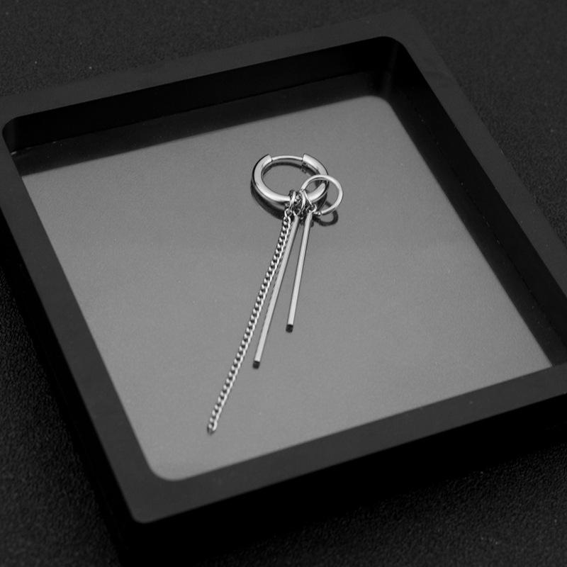 Новые модные серьги-подвески из нержавеющей стали с длинной цепочкой и кисточками, индивидуальные клипсы для ушей унисекс в стиле хип-хоп, панк-рок, трендовые