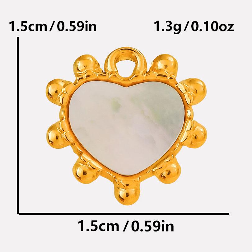 2pcs White Shell Charm Stainless Steel Pendants For Jewelry Making Supplies Mirror Sun Heart DIY Charms In Bulk Real Gold Plated