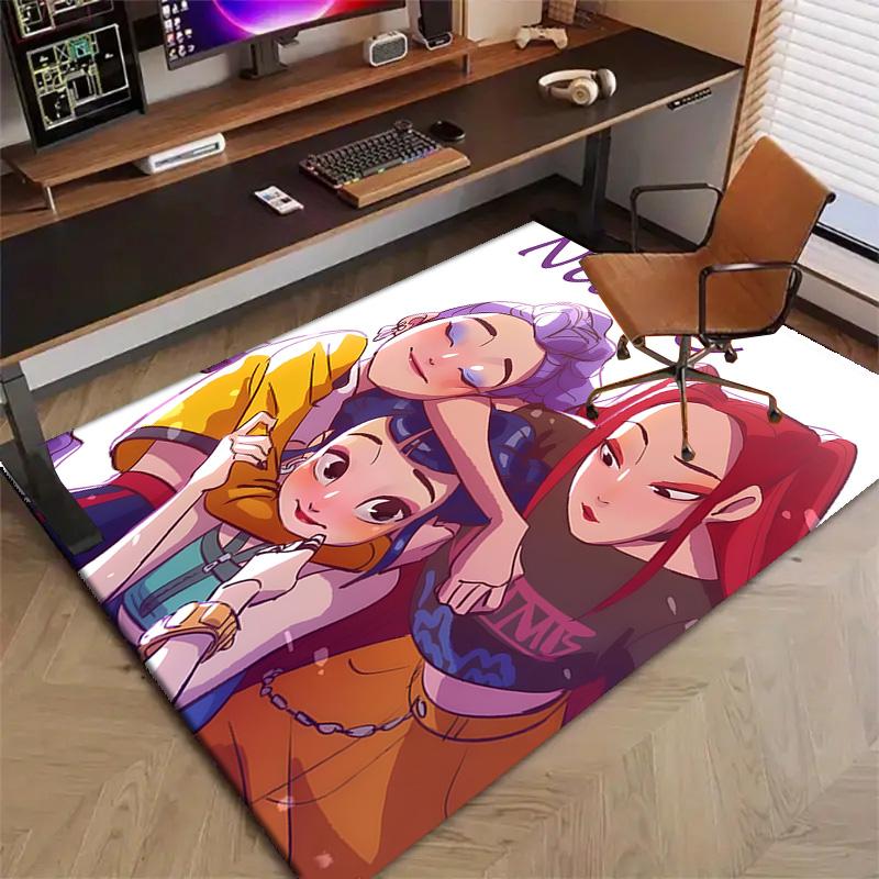 Custom KPop Demon Hunters Mat Personalized Name, Polyester Washable Indoor Entryway Rug, Gift for Christmas, Easter, Thanksgiving Day