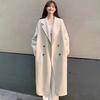 South Korean-style Double-sided Wool Coat with Long Length, Slimming Design for Women.