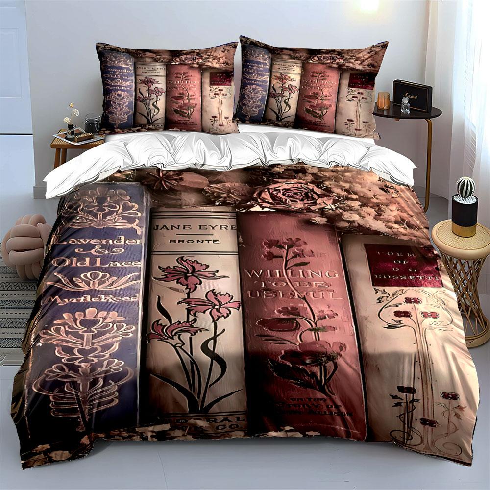 Books and floral designs. Bedding sets Duvet cover sets Duvet covers Pillowcases(1 * Duvet Cover 2 * Pillowcases without duvet insert)
