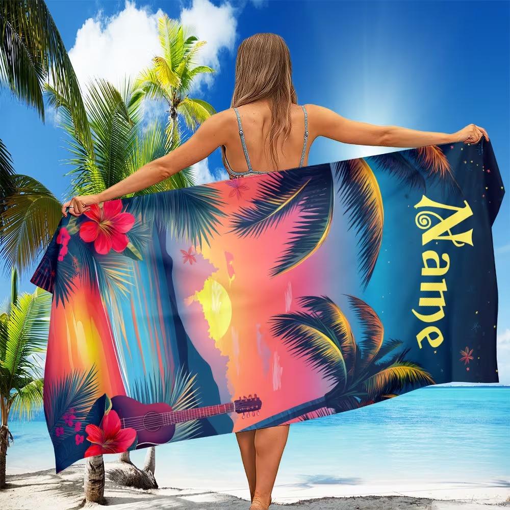 Beach Theme Beach Towel Starfish Shell Printing Microfiber Quick Drying Absorbent Large Bath Towel
