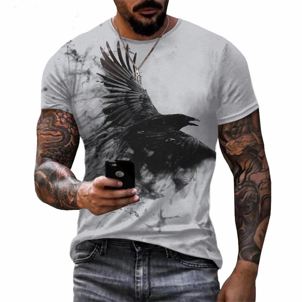Gothic Crow Print Men's Shirts Fashion 3D Crow Graphic Woman T-shirts for Men Short Sleeve Tee Kids Tshirt