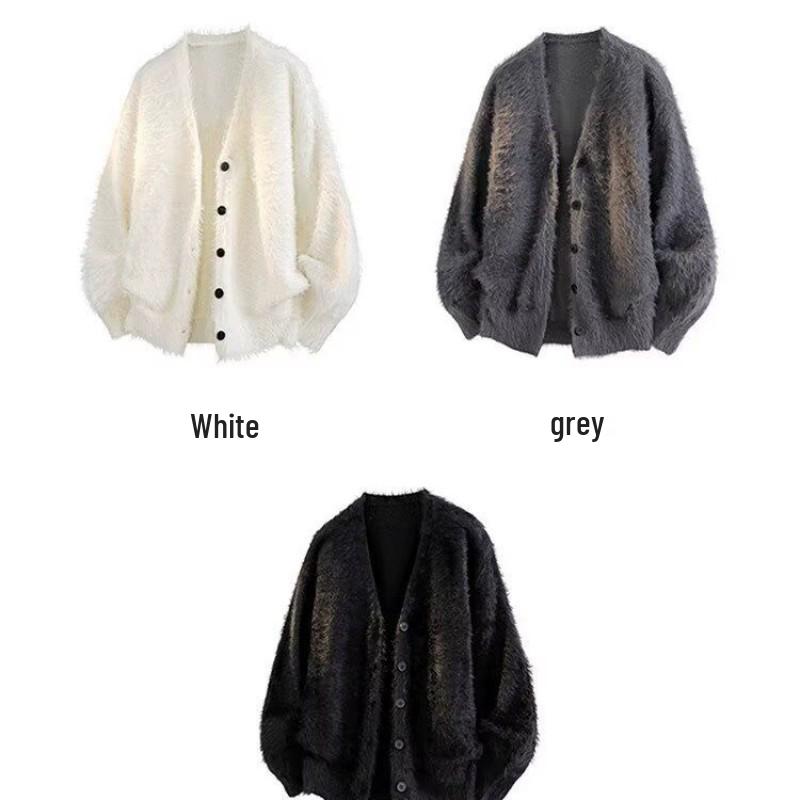 Мужской ретро кардиган-свитер с V-образным вырезом Осень/Зима 2025 - Повседневная вязаная верхняя одежда однотонная с расслабленной атмосферой.