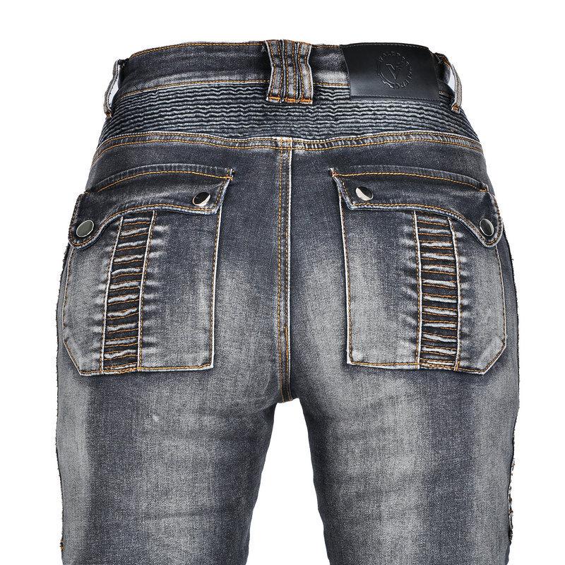 VOLERO+Motorcycle Wash Jeans Women's Vintage Motorcycle Casual Riding Pants+Kevlar Anti Wear And Anti Drop