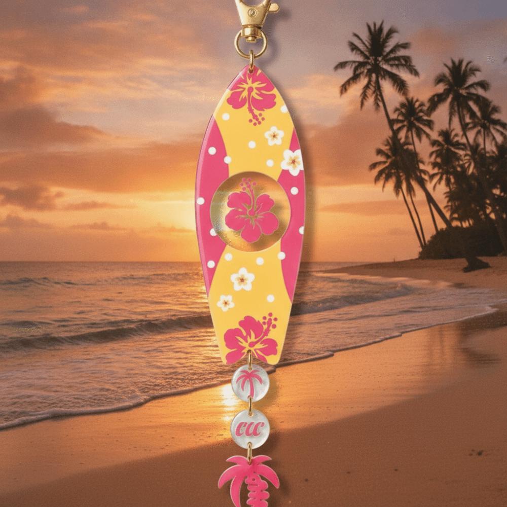 Cool Surfboard Keychains Exquisite Printing INS Jewelry Marine Theme Pendant Party