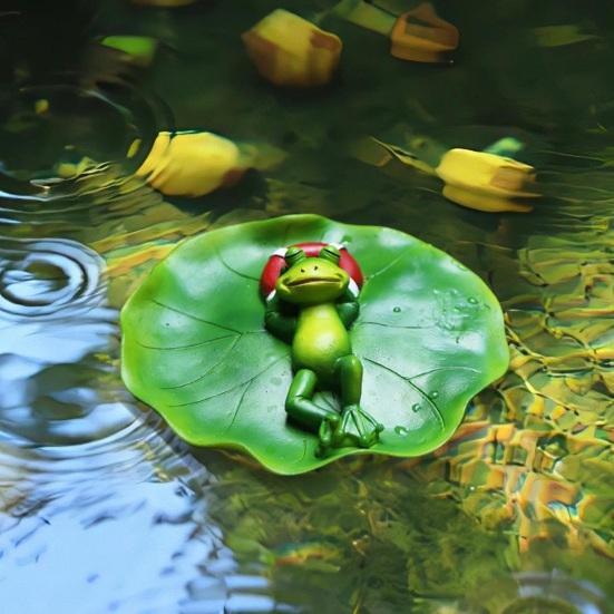 Floating Frog Ornament Waterproof Detailed Pool Decor Frog Sculpture Eco-friendly Floating Figurine Craft for Pond Pool Fish Tank