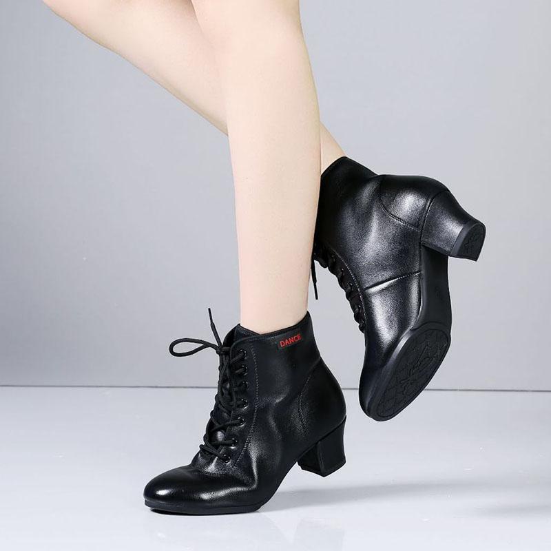 Черные кожаные женские современные туфли для бальных танцев, латиноамериканские танцевальные туфли для танго, мягкая подошва для отдыха на открытом воздухе