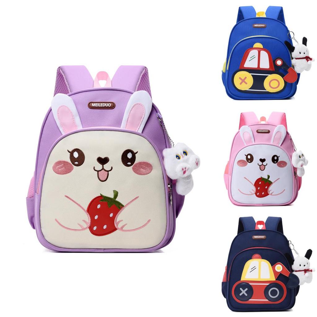 Children School Backpack With Oxford Material And Rabbit Car Pattern For Kids