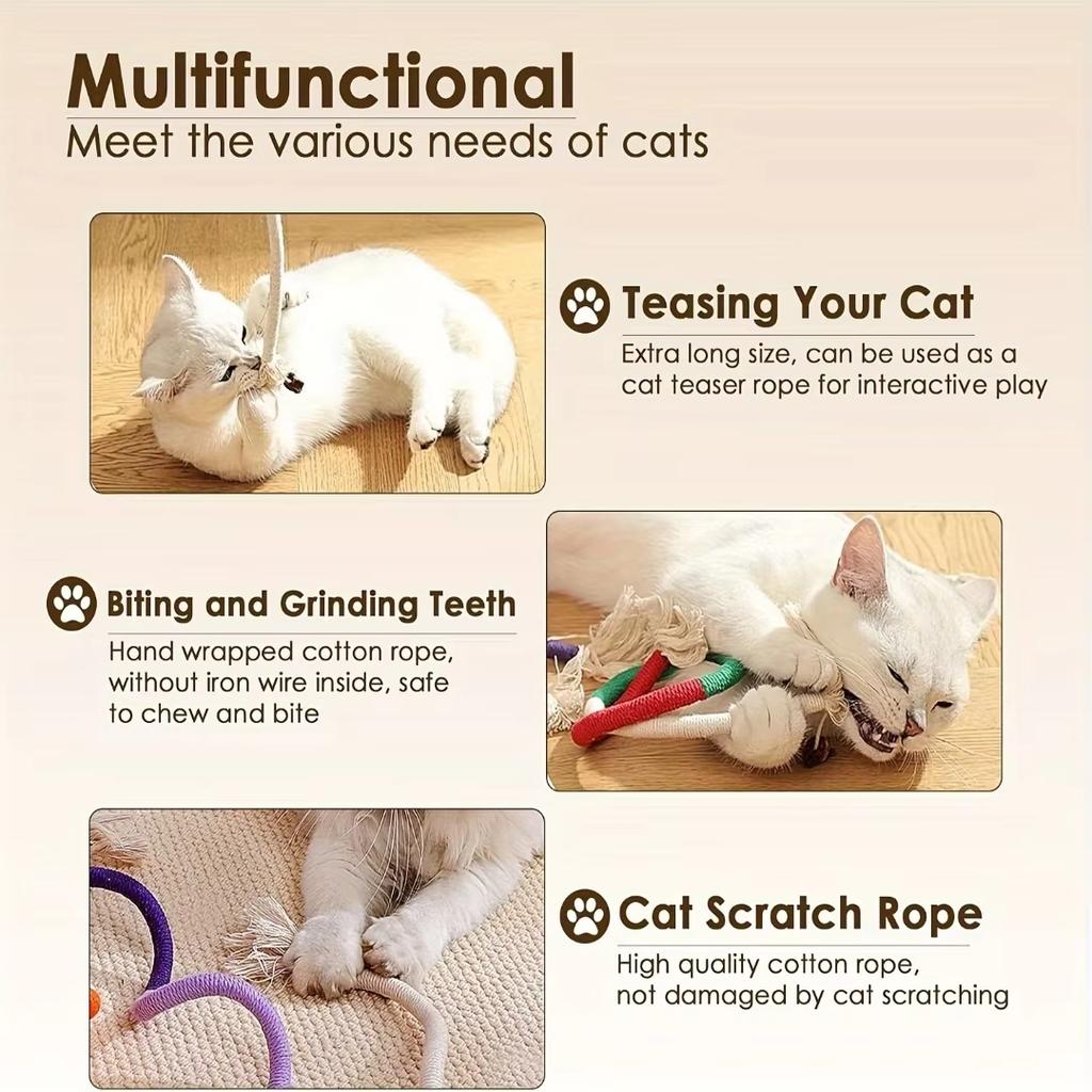 Cat Scratcher Rope Toy Cotton Rope Bite-resistant Chewing Toy Paw Claw Furniture Protector Interactive Cat Nip Teething Toys