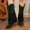 Fashion 2024 Hot Sale Women's Shoes Side Zipper Women's Boots Fashion Tassel Modern Boots Women New Rivet Belt Buckle Mid-Calf Boots