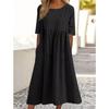 Летние платья большого размера с круглым вырезом, повседневные свободные длинные однотонные хлопковые льняные платья