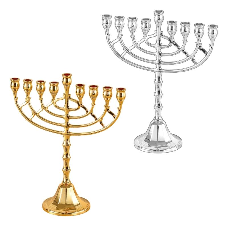 9 Branch Hanukkah Menorah Candle Holders for Shabbat,Tabernacle, Menorahs Chanukah Party Supplies Housewarming Present