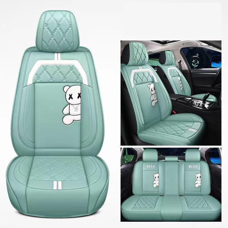 WTEMPO Брендовый чехол на автомобильное сиденье, универсальный полный автомобильный пятиместный четырехсезонный универсальный дышащий кожаный чехол для подушки с мультяшным рисунком