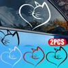 Car Stickers Automotive Rear Window Glass Stick Figure Heart Shaped Cat Decal Car Exterior Modification Reflective Body Sticker