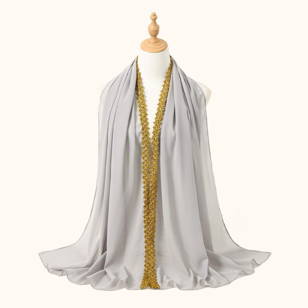 Золотая волна Скромный закрывающий шарф Шифоновый материал Шаль-накидка Новый Хиджаб на Ид аль-Фитр Арабский стиль