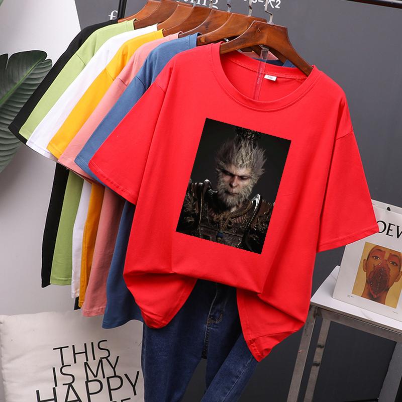 New Black Myth Wukong Clothes Men's Oversized Cotton Tees Summer New Printed T Shirt Soft Men Jumper Top