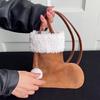 Portable Simple Style Suede Crossbody Bag Fluffy Lightweight Lamb Shoulder Bag Travel Christmas Sock Bag Women CLE