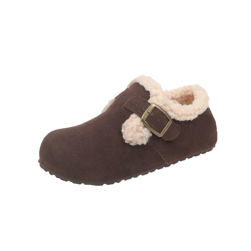 Rimocy Women's Warm Lambswool Cotton Shoes Thick Plush Comfortable Winter Shoes For Women 2024 Faux Suede Hook Loop Snow Boots