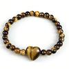 Natural Stone Beaded Bracelet Heart Couple Bracelet Elegant Strand Bracelets  Women Lovers